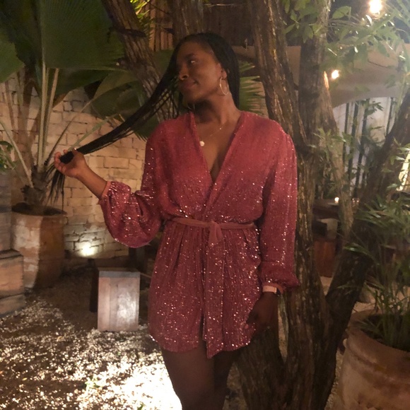 Retrofete Gabrielle Robe Dress-Pink-Size Medium - Picture 2 of 3